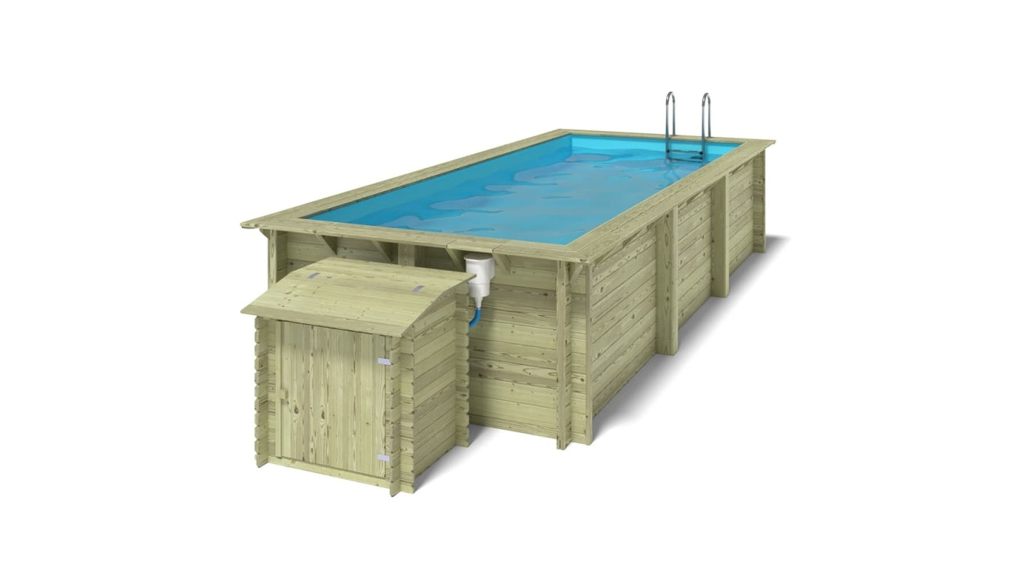 Piscina in legno Aqua 6.1x2.85 - H.1.31 m fissate su calcestruzzo esistente - BAS7307OSPL+SZA - ALTANKA