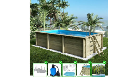 Piscina in legno Aqua 6.1x2.85 - H.1.31 m fissate su calcestruzzo esistente - BAS7307OSPL - ALTANKA