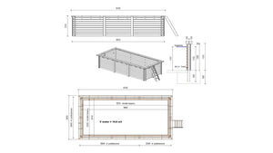 Piscina in legno Aqua 6.1x2.85 - H.1.31 m su telaio senza cementazione - BAS7307OSPU+SZA - ALTANKA