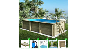 Piscina in legno Aqua 6.1x2.85 - H.1.31 m su telaio senza cementazione - BAS7307OSPU+SZA - ALTANKA