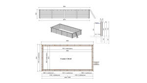 Piscina in legno Aqua 8.5x4.35 - H.1.45 m con profilo da cementare - BAS7309OSPI+SZA - ALTANKA