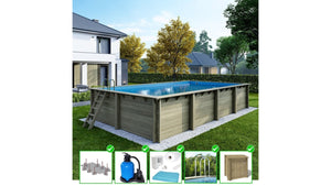 Piscina in legno Aqua 8.5x4.35 - H.1.45 m con profilo da cementare - BAS7309OSPI+SZA - ALTANKA
