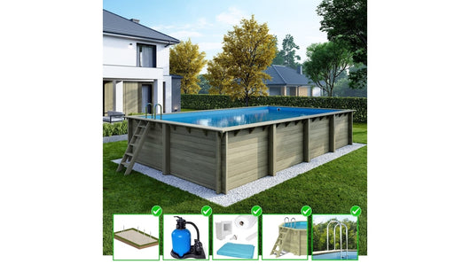 Piscina in legno Aqua 8.5x4.35 - H.1.45 m su telaio senza cementazione - BAS7309OSPU - ALTANKA