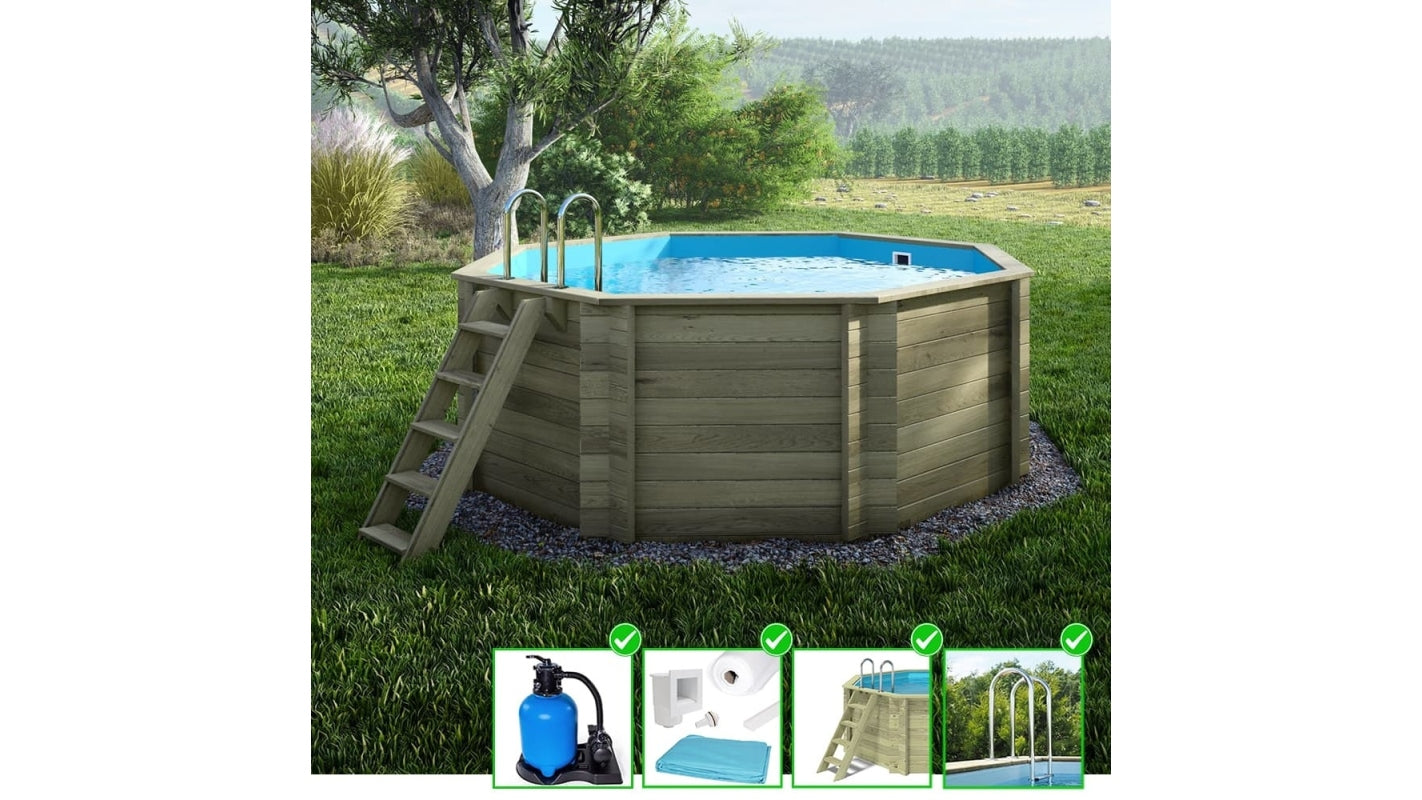 Piscina in legno Coral 3.25x3.25 - H.1.18 m autoportante - BAS7301OSP - ALTANKA