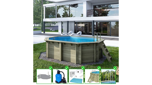 Piscina in legno Nemo 4.3x3.00 - H.1.18 m fissate su calcestruzzo esistente - BAS7302OSPL - ALTANKA
