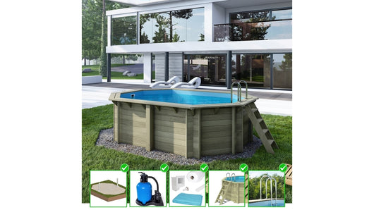 Piscina in legno Nemo 4.3x3.00 - H.1.18 m su telaio senza cementazione - BAS7302OSPU - ALTANKA