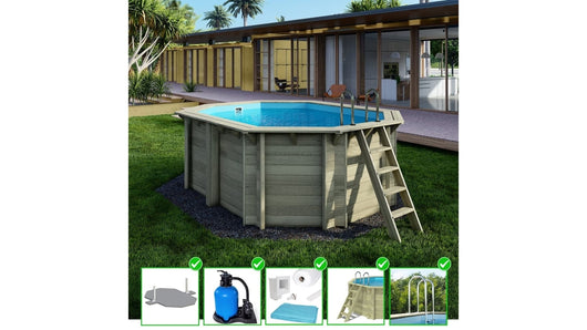 Piscina in legno Nemo 4.3x3.00 - H.1.31 m fissate su calcestruzzo esistente - BAS7303OSPL - ALTANKA