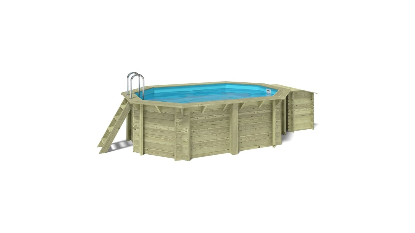 Piscina in legno Nemo 4.3x3.00 - H.1.31 m fissate su calcestruzzo esistente - BAS7303OSPL+SZA - ALTANKA