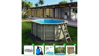 Piscina in legno Nemo 4.3x3.00 - H.1.31 m fissate su calcestruzzo esistente - BAS7303OSPL+SZA - ALTANKA