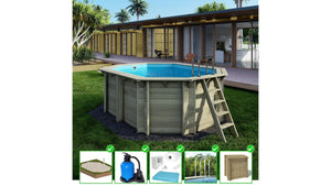 Piscina in legno Nemo 4.3x3.00 - H.1.31 m su telaio senza cementazione - BAS7303OSPU+SZA - ALTANKA