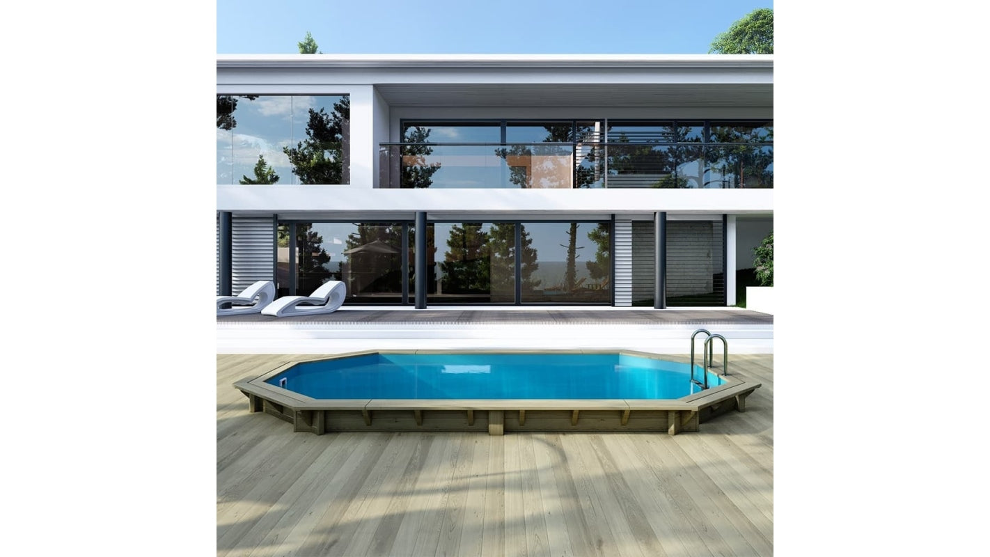 Piscina in legno Nemo 5.79x3.49 - H.1.45 m fissate su calcestruzzo esistente - BAS7304OSPL - ALTANKA