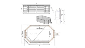 Piscina in legno Nemo 5.79x3.49 - H.1.45 m su telaio senza cementazione - BAS7304OSPU - ALTANKA