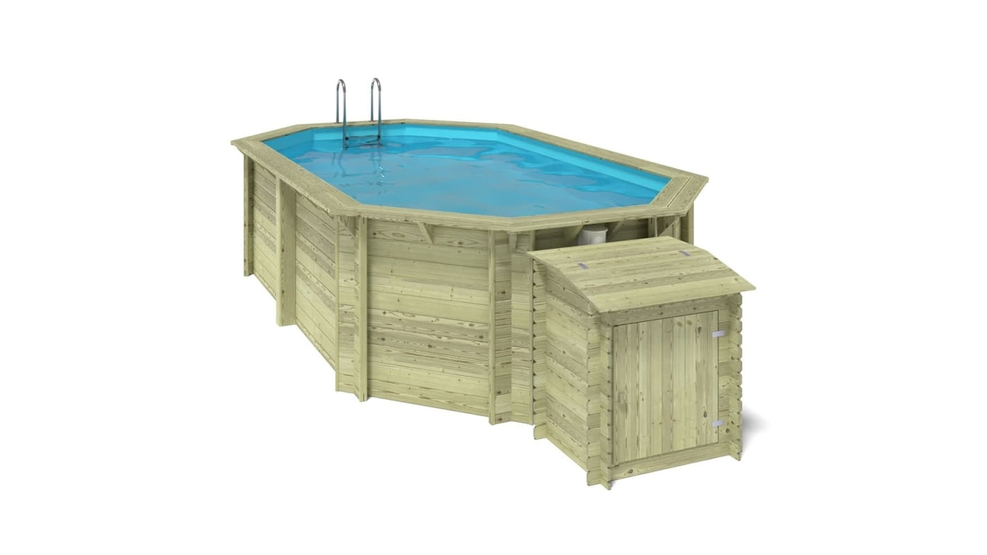 Piscina in legno Nemo 5.79x3.49 - H.1.45 m su telaio senza cementazione - BAS7304OSPU+SZA - ALTANKA