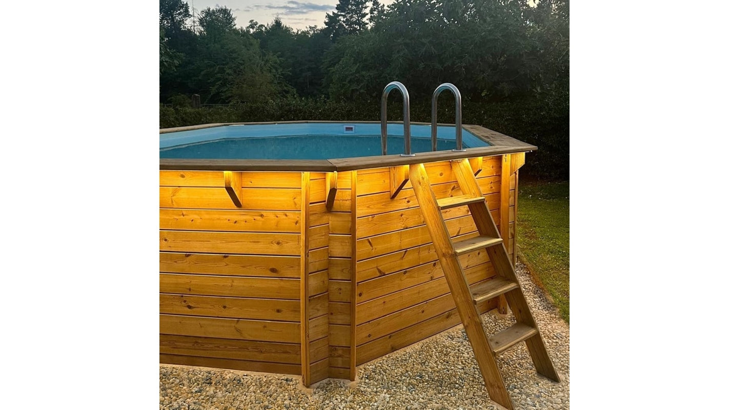 Piscina in legno Nemo 5.79x3.49 - H.1.45 m su telaio senza cementazione - BAS7304OSPU+SZA - ALTANKA