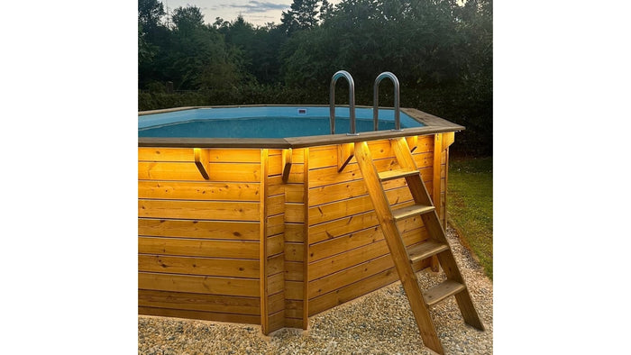 Piscina in legno Nemo 5.79x3.49 - H.1.45 m su telaio senza cementazione - BAS7304OSPU+SZA - ALTANKA