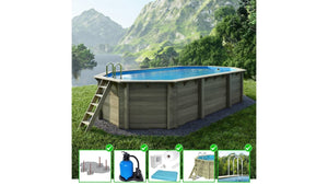 Piscina in legno Nemo 7.3x3.97 - H.1.45 m con profilo da cementare - BAS7305OSPI - ALTANKA