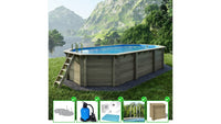 Piscina in legno Nemo 7.3x3.97 - H.1.45 m fissate su calcestruzzo esistente - BAS7305OSPL+SZA - ALTANKA