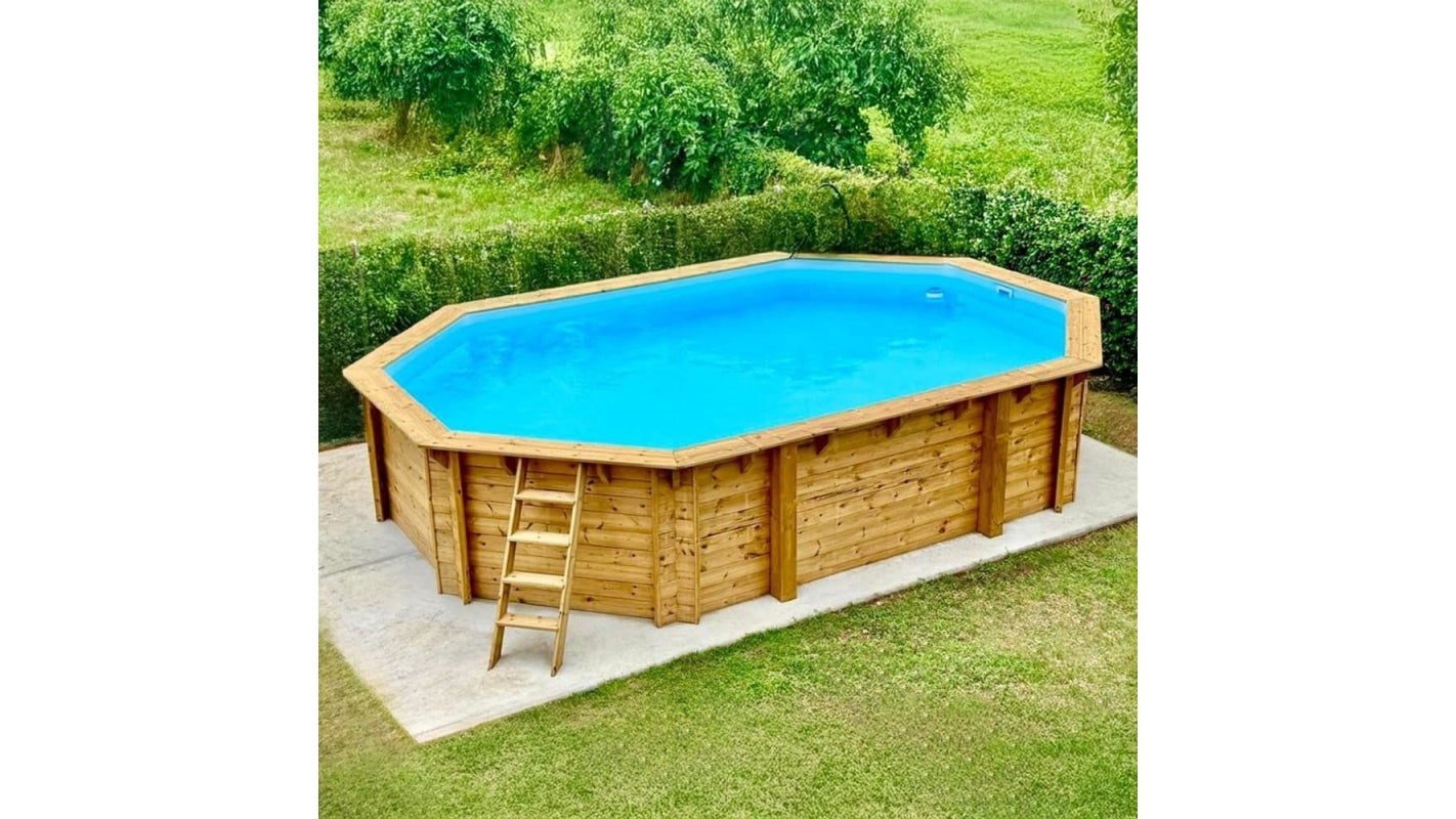 Piscina in legno Nemo 7.3x3.97 - H.1.45 m su telaio senza cementazione - BAS7305OSPU - ALTANKA