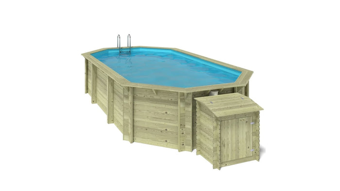 Piscina in legno Nemo 7.3x3.97 - H.1.45 m su telaio senza cementazione - BAS7305OSPU+SZA - ALTANKA