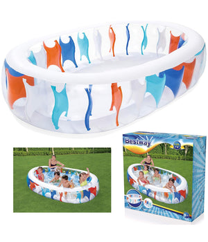 Piscina Ovale Gonfiabile 229x152x51 Cm Bordi Spessi Per Famiglia Bambini Estate         
