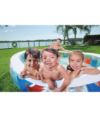 Piscina Ovale Gonfiabile 229x152x51 Cm Bordi Spessi Per Famiglia Bambini Estate         