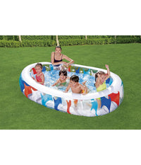 Piscina Ovale Gonfiabile 229x152x51 Cm Bordi Spessi Per Famiglia Bambini Estate         
