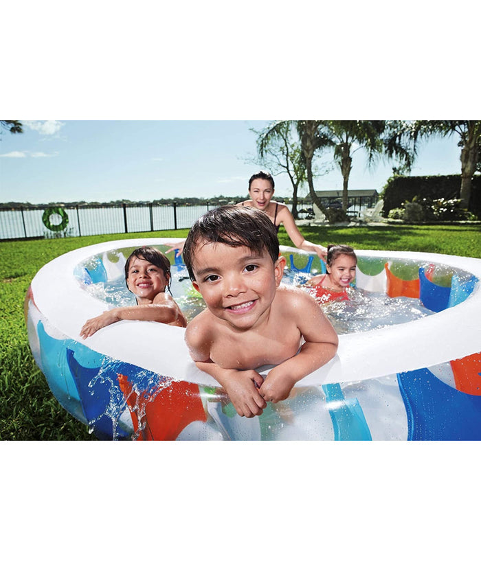 Piscina Ovale Gonfiabile 229x152x51 Cm Bordi Spessi Per Famiglia Bambini Estate         