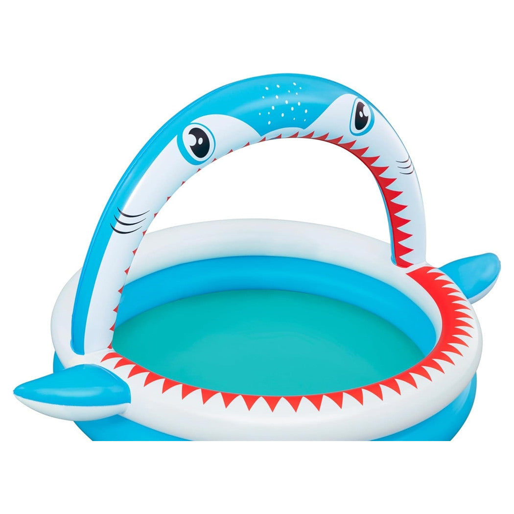 Trade Shop - Piscina Per Bambini Sharktastic 2 Anelli Grafica A Squalo 163x127x92cm Con Spruzzo 53157 -