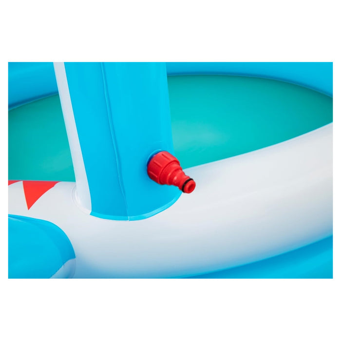 Trade Shop - Piscina Per Bambini Sharktastic 2 Anelli Grafica A Squalo 163x127x92cm Con Spruzzo 53157 -