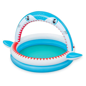 Trade Shop - Piscina Per Bambini Sharktastic 2 Anelli Grafica A Squalo 163x127x92cm Con Spruzzo 53157 -