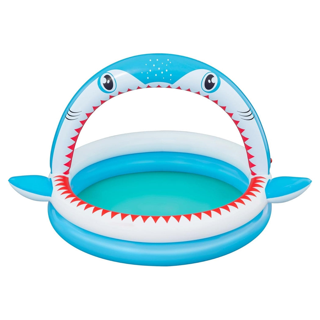 Trade Shop - Piscina Per Bambini Sharktastic 2 Anelli Grafica A Squalo 163x127x92cm Con Spruzzo 53157 -
