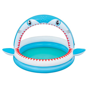 Trade Shop - Piscina Per Bambini Sharktastic 2 Anelli Grafica A Squalo 163x127x92cm Con Spruzzo 53157 -