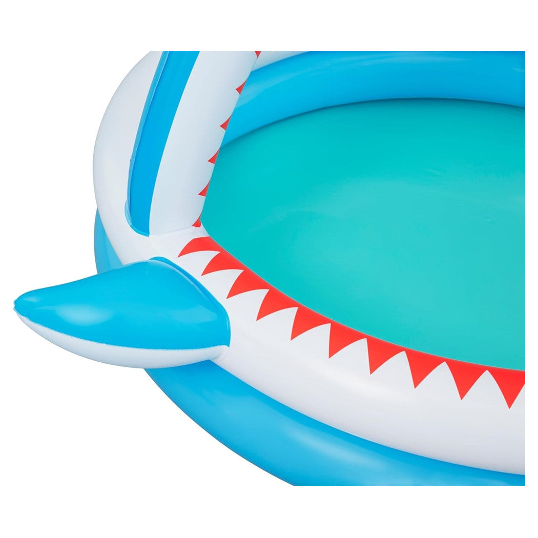 Trade Shop - Piscina Per Bambini Sharktastic 2 Anelli Grafica A Squalo 163x127x92cm Con Spruzzo 53157 -