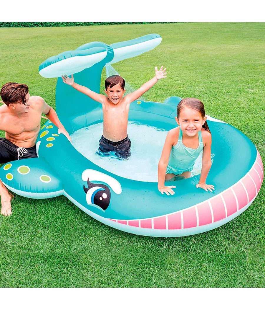 Piscina Per Bambini Spruzzo Balena 201x196x91cm Multicolor Giardino Estate 57440         