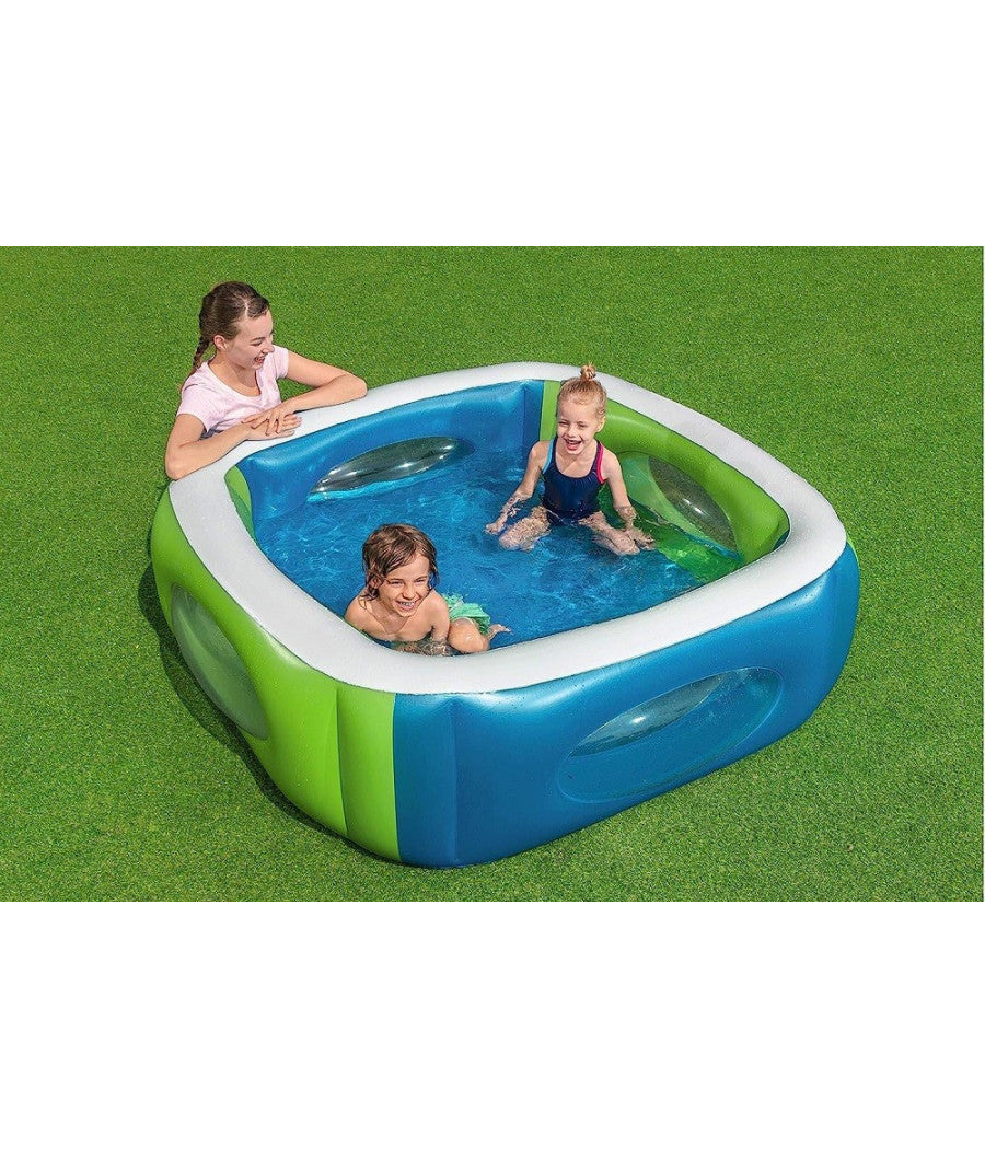 Piscina Per Bambini Window Multi Color Con Oblo' 168x168x56 Cm Piscinetta 51132         