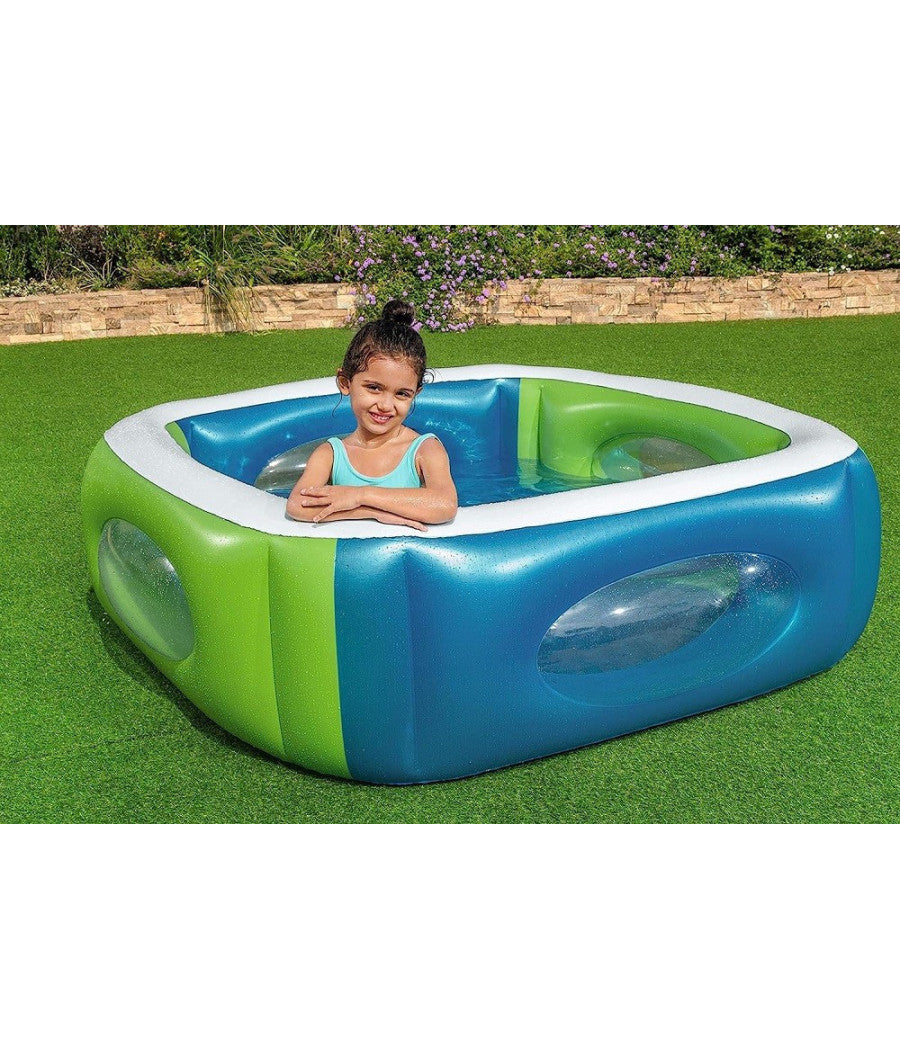 Piscina Per Bambini Window Multi Color Con Oblo' 168x168x56 Cm Piscinetta 51132         