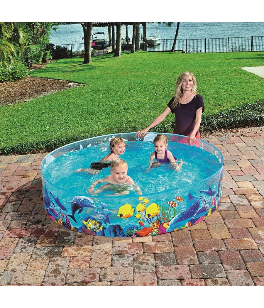 Piscina Piscinetta Rigida Per Bambini 2 Anni+ Fantasia Marina 183 X 38 Cm 55030         