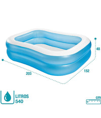 Piscina Rettangolare Gonfiabile Family 2 Anelli 203x152x48 Cm 540lt Estate 57180         