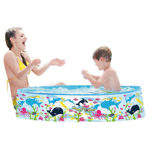 Trade Shop - Piscina Rotonda 120x25 Cm Motivo Fondo Del Mare Per Bambini Giardino Estate 016092 -