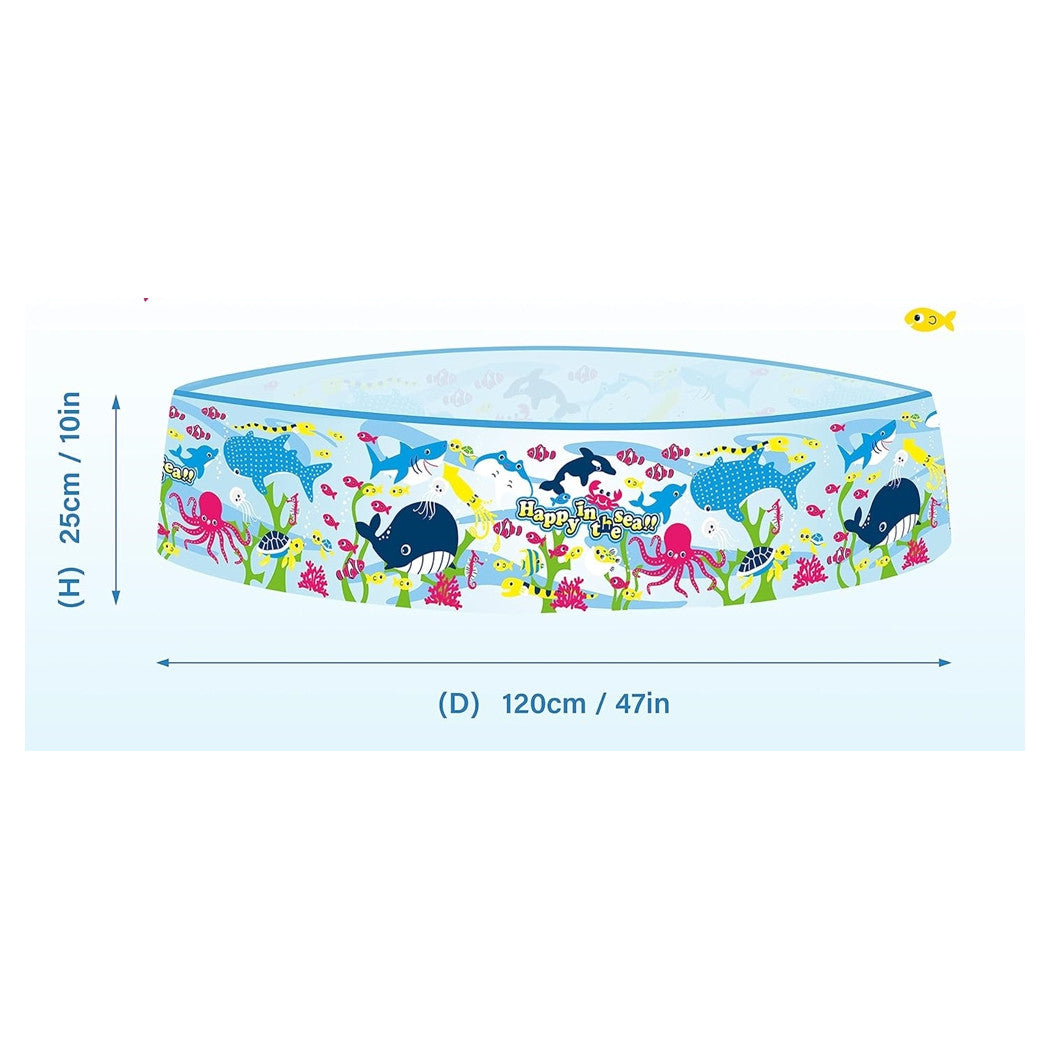 Trade Shop - Piscina Rotonda 120x25 Cm Motivo Fondo Del Mare Per Bambini Giardino Estate 016092 -