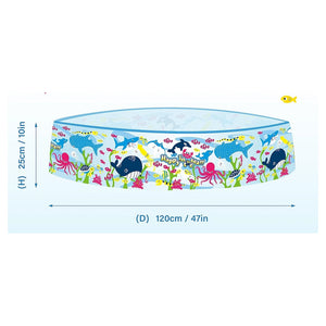 Trade Shop - Piscina Rotonda 120x25 Cm Motivo Fondo Del Mare Per Bambini Giardino Estate 016092 -