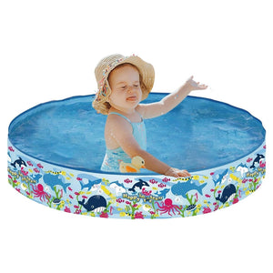 Trade Shop - Piscina Rotonda 120x25 Cm Motivo Fondo Del Mare Per Bambini Giardino Estate 016092 -