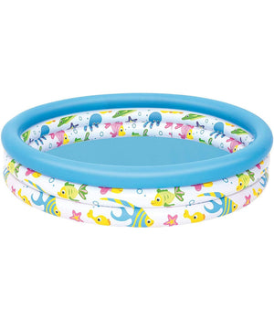 Trade Shop - Piscina Rotonda 122cm Gonfiabile Fuoriterra Pesciolini Bambini Giardino 3 Anelli -