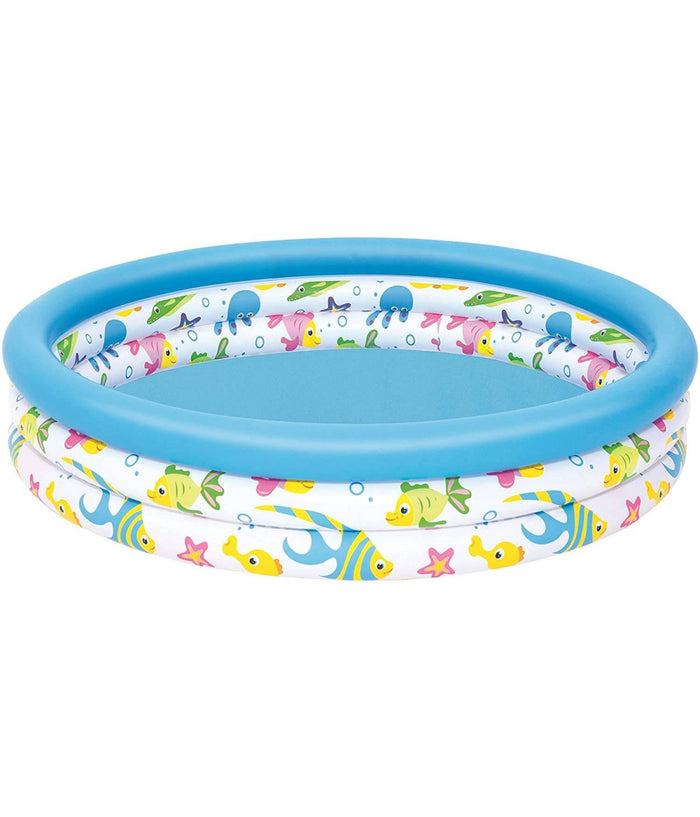 Trade Shop - Piscina Rotonda 122cm Gonfiabile Fuoriterra Pesciolini Bambini Giardino 3 Anelli -