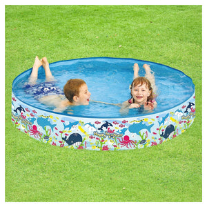 Trade Shop - Piscina Rotonda 150x25 Cm Motivo Fondo Del Mare Per Bambini Giardino Estate 016093 -