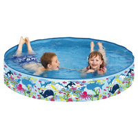 Trade Shop - Piscina Rotonda 150x25 Cm Motivo Fondo Del Mare Per Bambini Giardino Estate 016093 -
