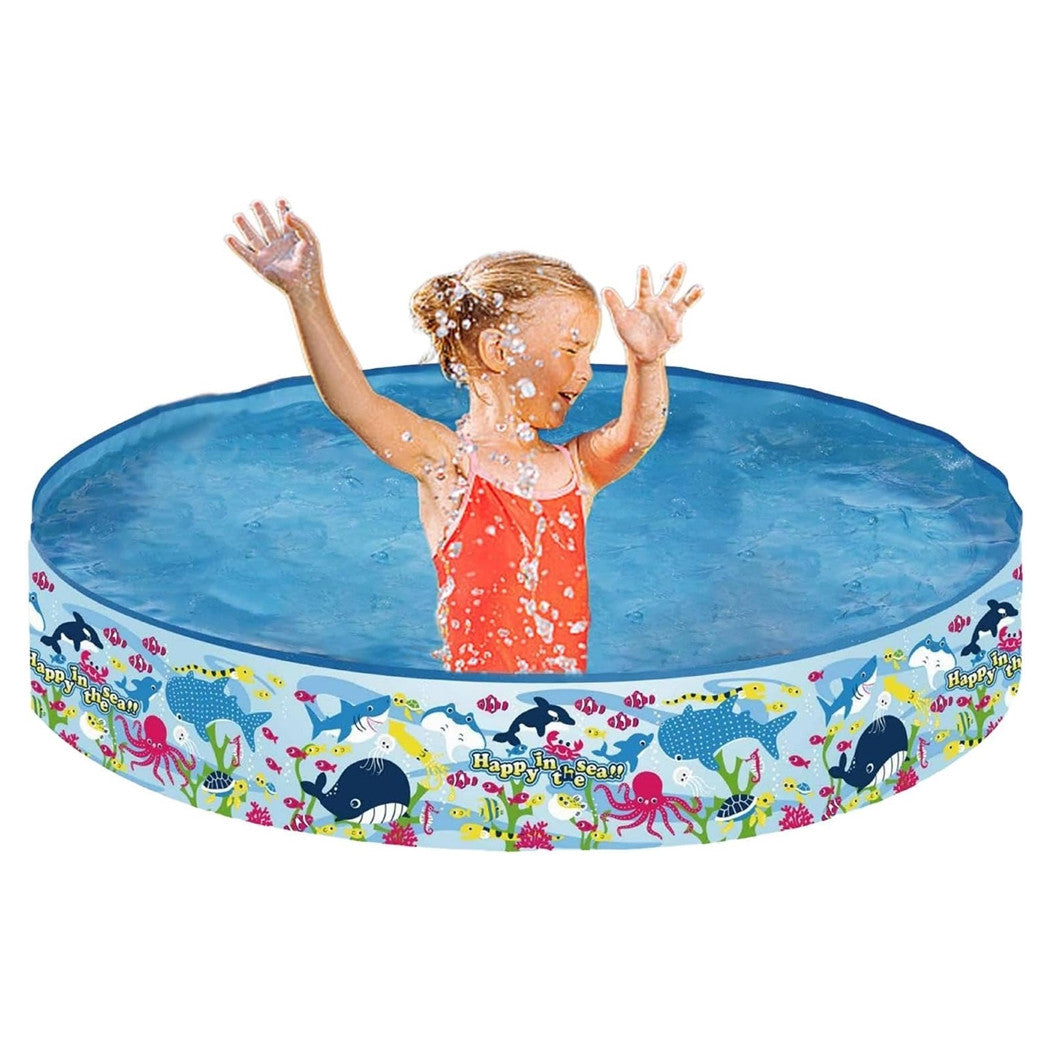 Trade Shop - Piscina Rotonda 150x25 Cm Motivo Fondo Del Mare Per Bambini Giardino Estate 016093 -