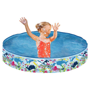 Trade Shop - Piscina Rotonda 150x25 Cm Motivo Fondo Del Mare Per Bambini Giardino Estate 016093 -