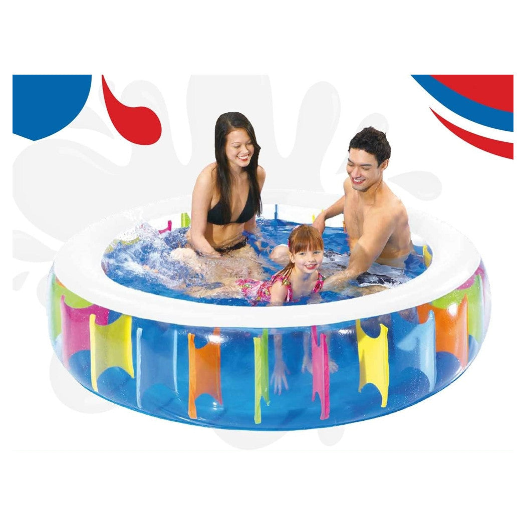 Trade Shop - Piscina Rotonda Gigante Motivo Arcobaleno Multicolore 190 X 50 Cm Gonfiabile 016091 -