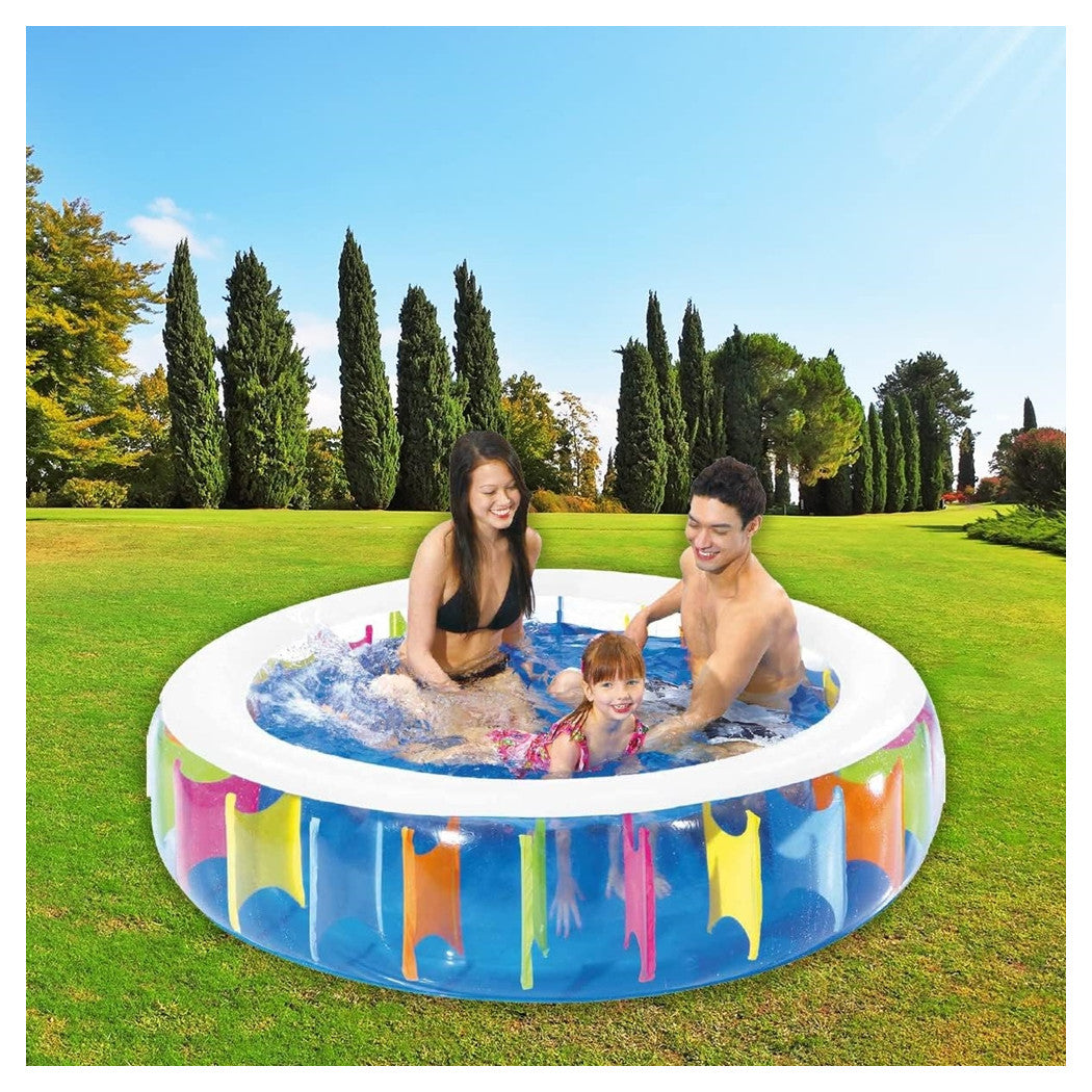 Trade Shop - Piscina Rotonda Gigante Motivo Arcobaleno Multicolore 190 X 50 Cm Gonfiabile 016091 -